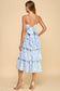 Effortlessly Elegant Blue Animal Printed Tiered Ruffled Dress