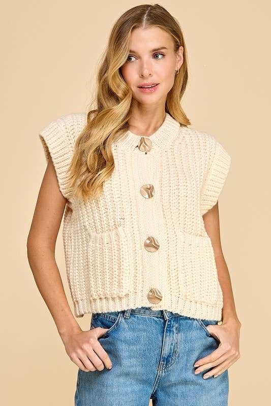 Sandy Shores Sleeveless Knit Sweater Vest