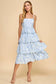 Effortlessly Elegant Blue Animal Printed Tiered Ruffled Dress