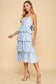 Effortlessly Elegant Blue Animal Printed Tiered Ruffled Dress