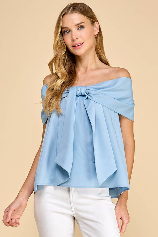 Poised and Perfect Off The Shoulder Bow Top
